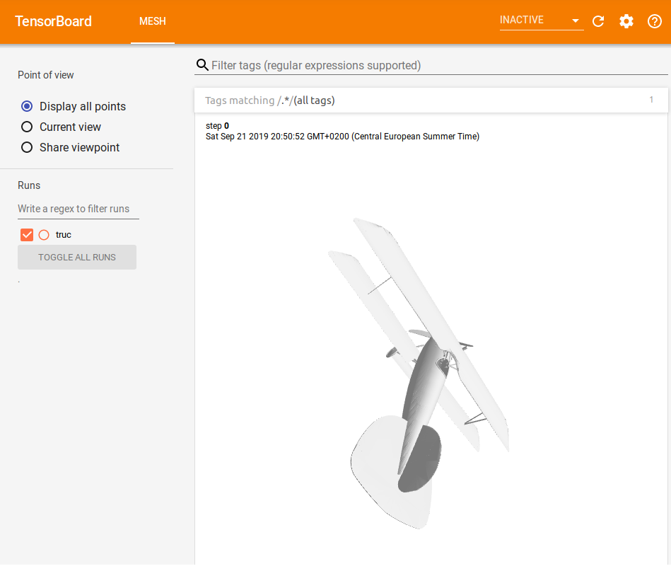 Display mesh data in tensorboard